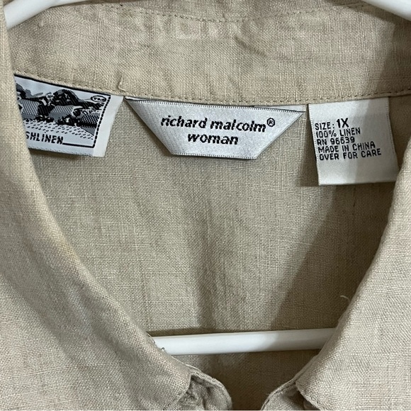 Richard Malcolm Woman’s 1X 100% Irish Linen‎ Eyelet Detail Button Up Cream Tunic - Picture 5 of 11